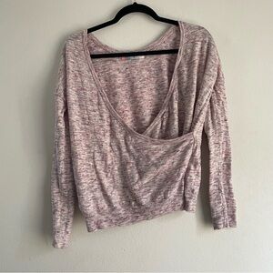 Free People beach wrap cover up blouse in space dye pink purple long sleeve